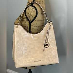 NEW Michael Kors Buff Joan Large Slouchy Shoulder Bag Embossed Crocodile